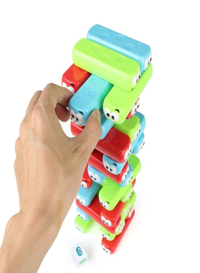 مكعبات بناء برج الانهيار من هومسيك، مكعبات بناء بلاستيكية ملونة برسومات كرتونية، مكعبات ملونة قابلة للسقوط - Image 4